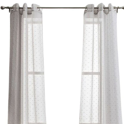 Set of Two 96" Gray Ribbon Embellished Window Curtain Panels
