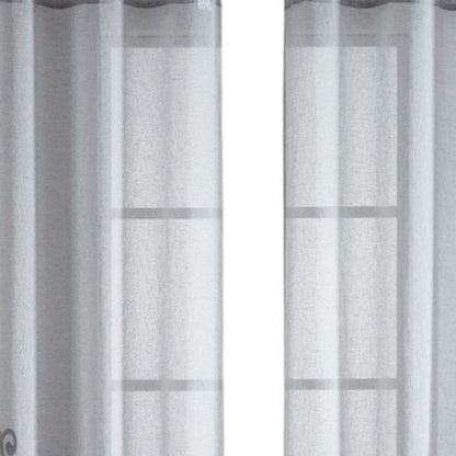 Set of Two 84"  Silver Velvet Applique Window Panels