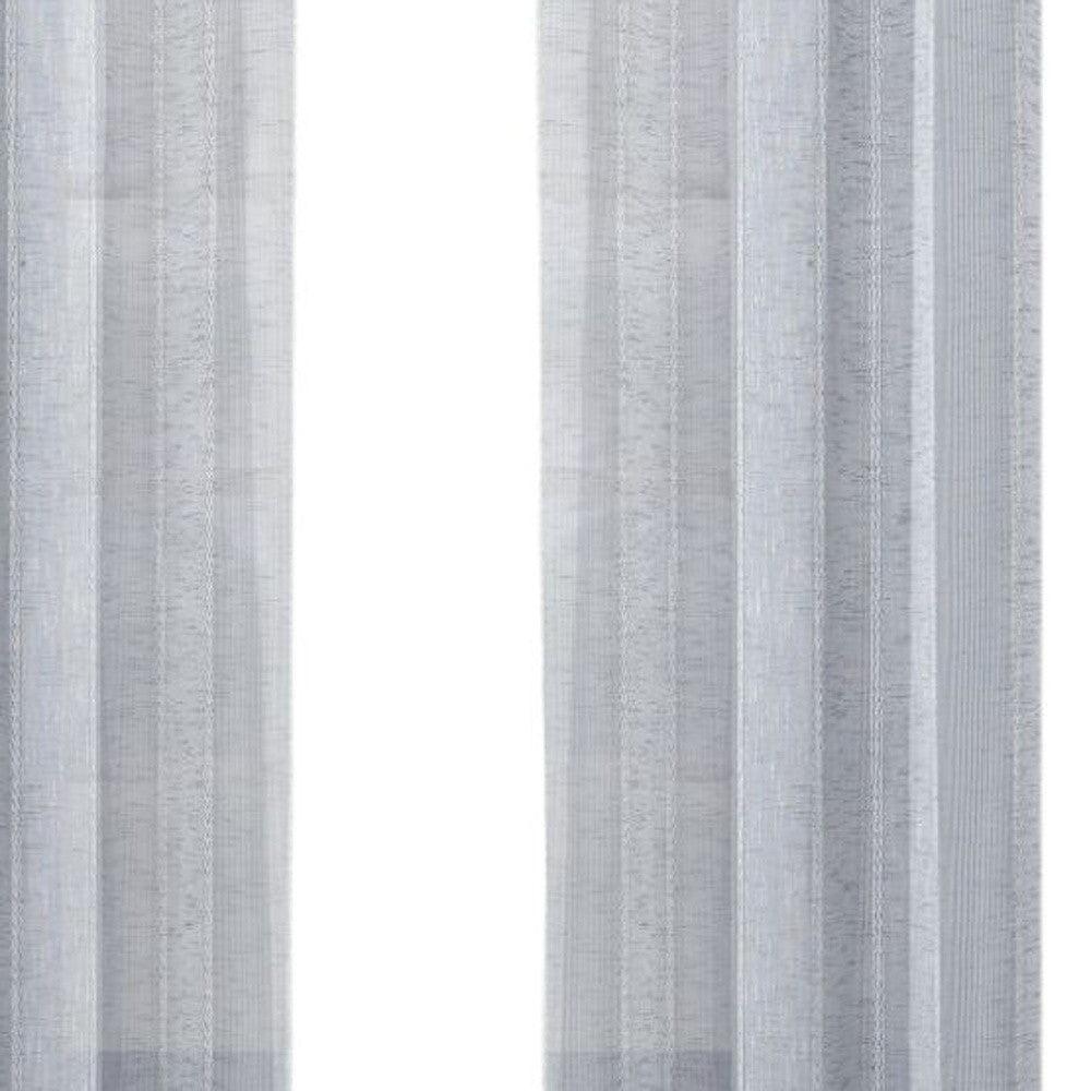 Set of Two 96"  Silver Stripe Embroidered Window Panels