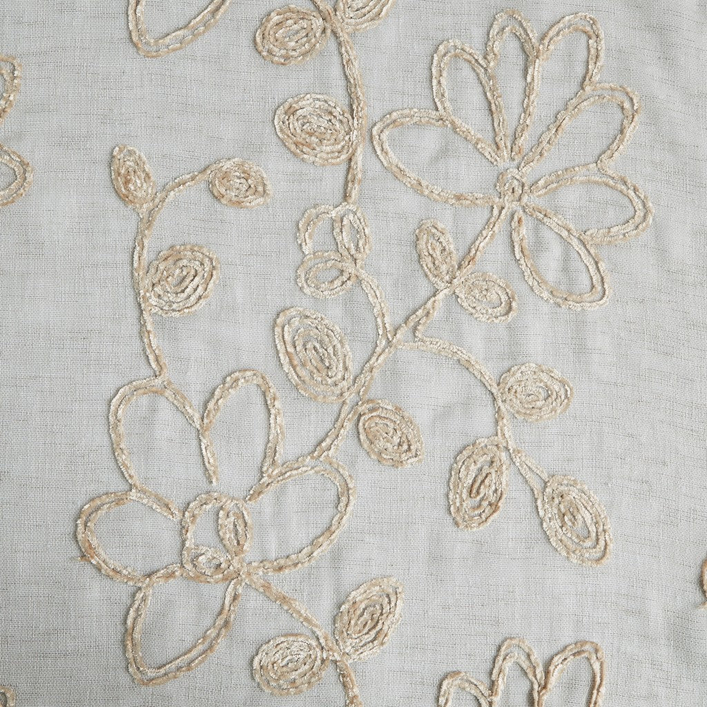 Set of Two 84"  Tan Floral Embroidered Window Panels