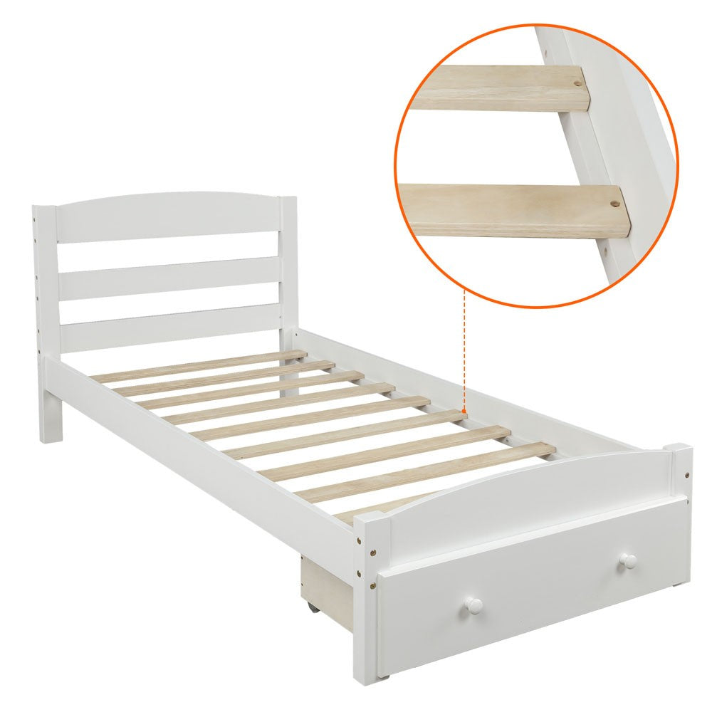 Twin White Upholstered Bed