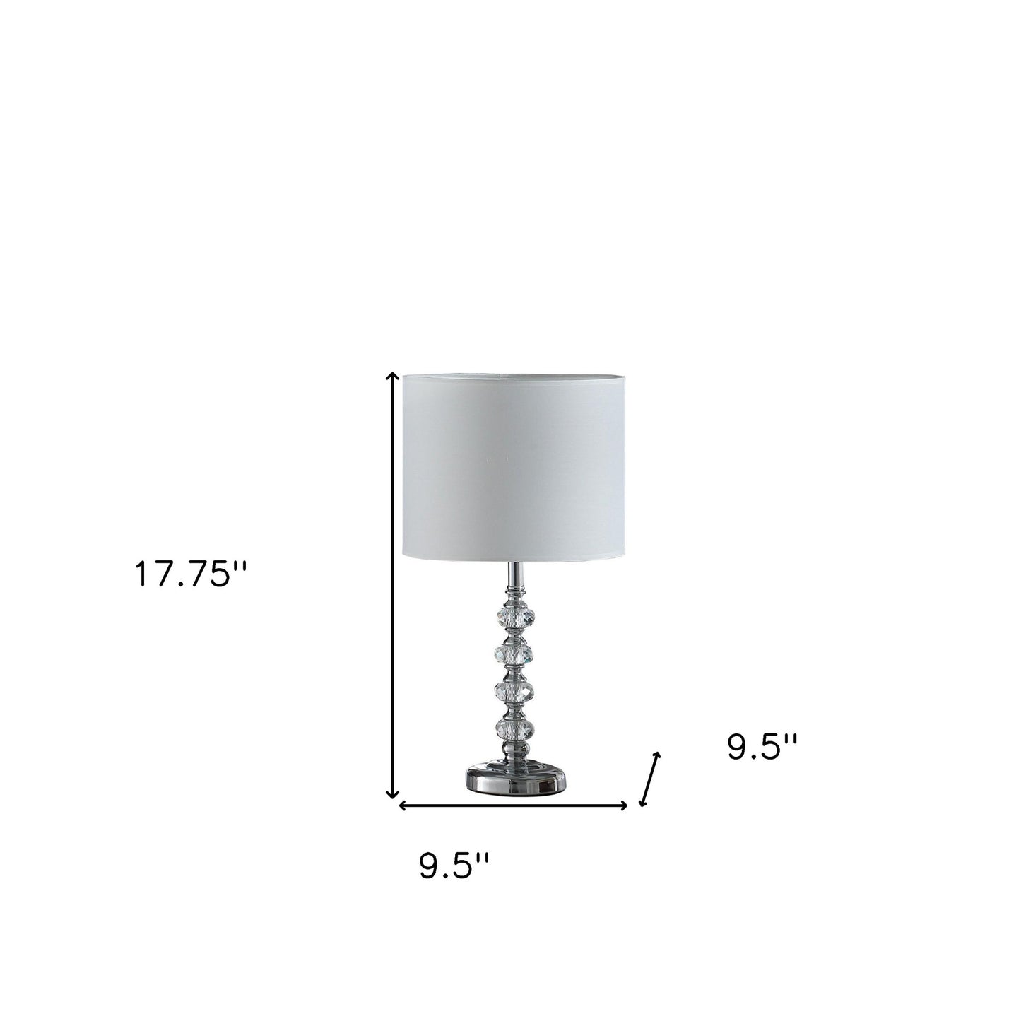 18" Silver Metal Table Lamp With White Globe Shade