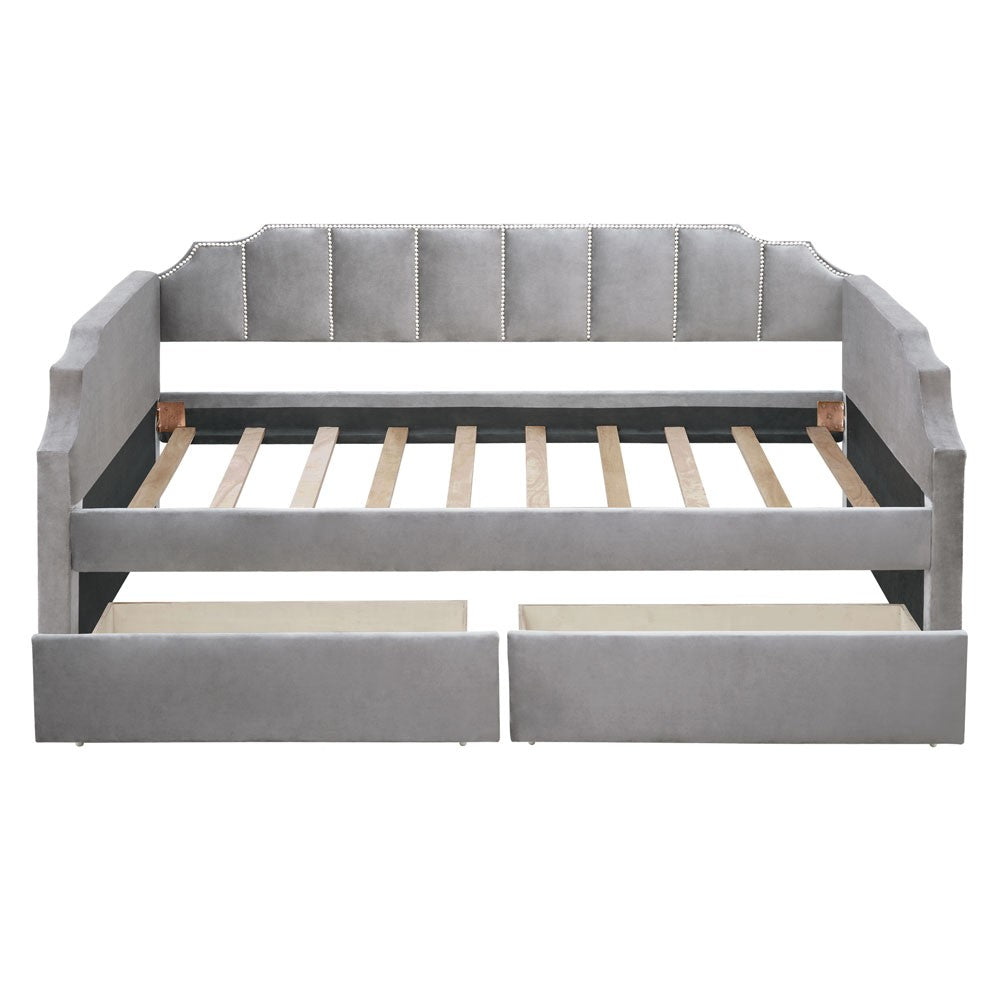 Twin Gray Upholstered Polyester Blend Bed