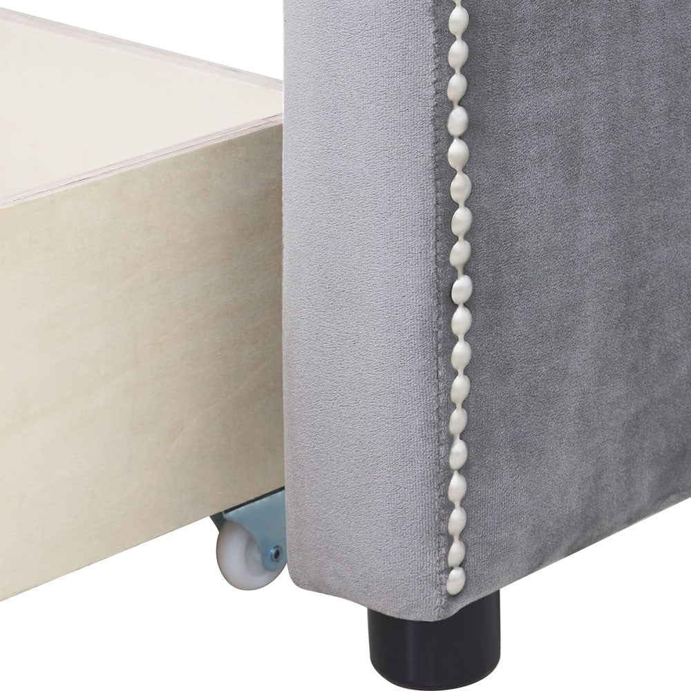 Twin Gray Upholstered Polyester Blend Bed