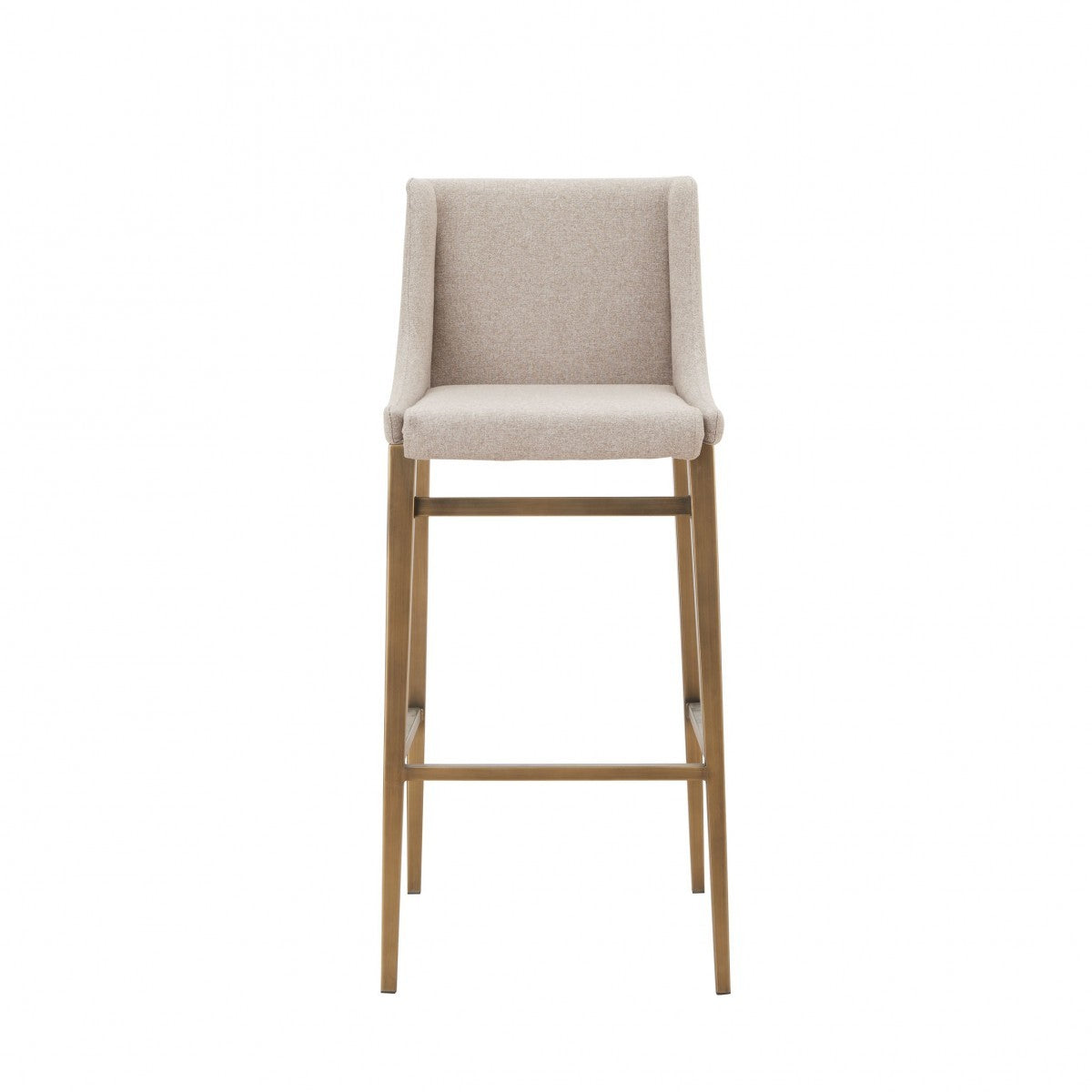 Set Of Two 41" Beige And Antiqued Gold Bar Height Chairs With Footrest
