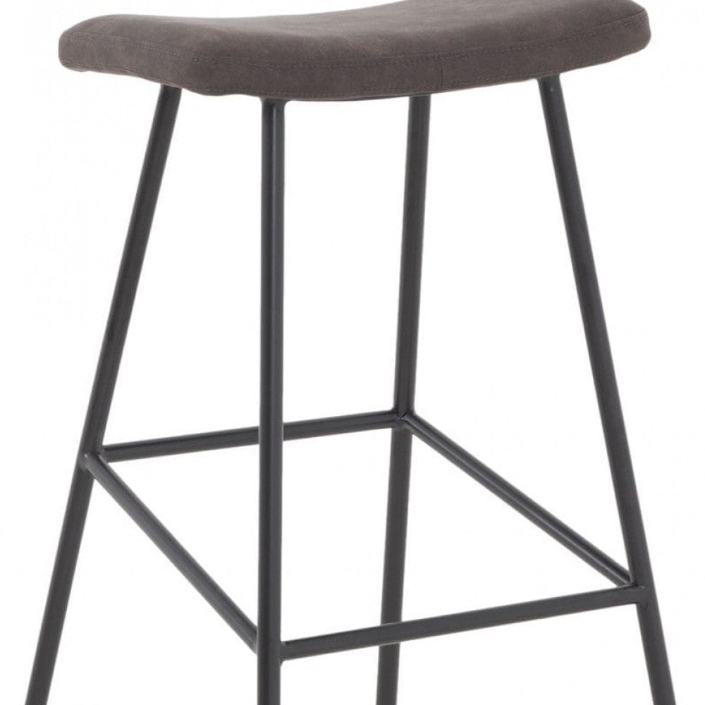 30" Brown Black Bar Height Backless Bar Chair With Footrest