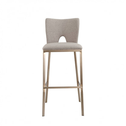 Set Of Two 41" Grey And Brass Bar Height Chairs With Footrest