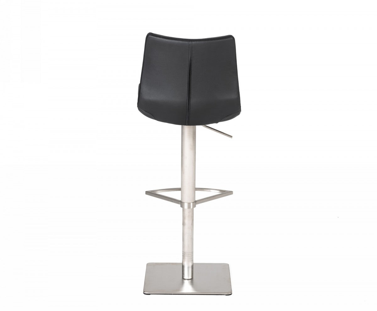 Industrial 43" Black Faux Leather Adjustable Bar Stool