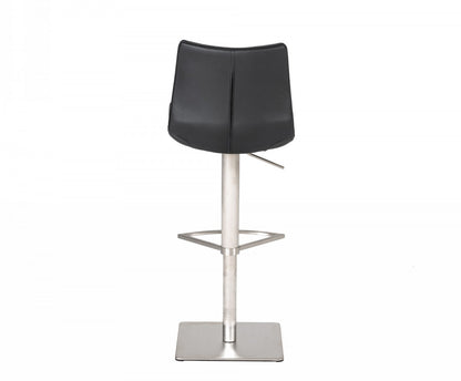 Industrial 43" Black Faux Leather Adjustable Bar Stool