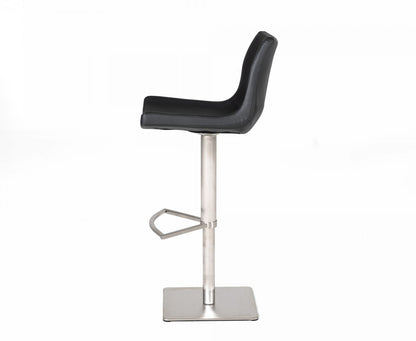 Industrial 43" Black Faux Leather Adjustable Bar Stool