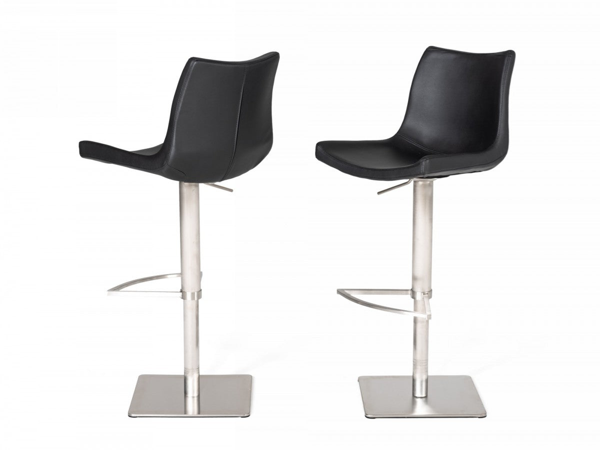 Industrial 43" Black Faux Leather Adjustable Bar Stool