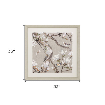 Magnolia Blossom Framed Art Gold Picture Frame Print Wall Art