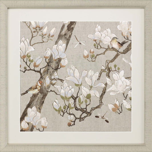 Magnolia Bloom Framed Art Gold Picture Frame Print Wall Art