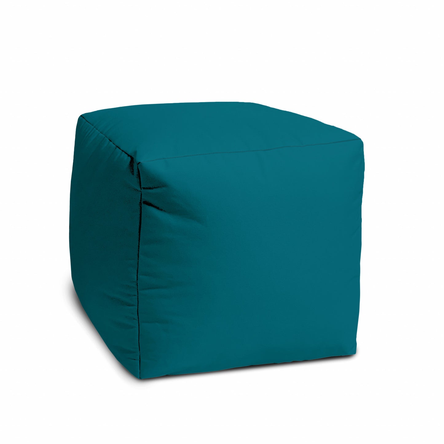 17" Cool Dark Teal Solid Color Indoor Outdoor Pouf Ottoman