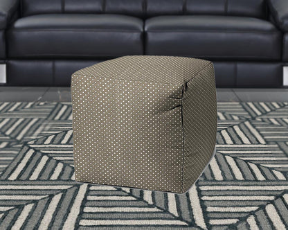 17" Yellow Polyester Cube Polka Dots Indoor Outdoor Pouf Ottoman