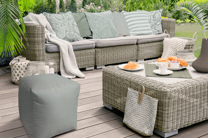 17" Yellow Polyester Cube Polka Dots Indoor Outdoor Pouf Ottoman