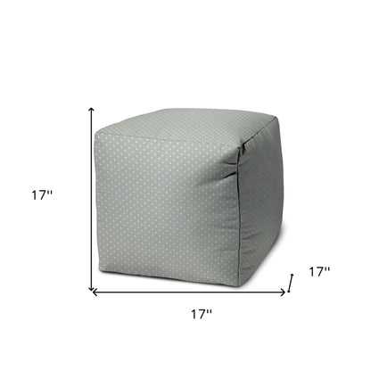 17" Yellow Polyester Cube Polka Dots Indoor Outdoor Pouf Ottoman