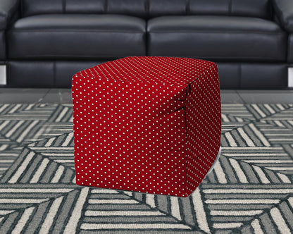 17" Yellow Polyester Cube Polka Dots Indoor Outdoor Pouf Ottoman