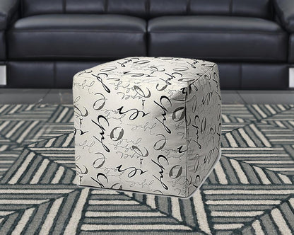 17" Gray Polyester Cube Indoor Outdoor Pouf Ottoman