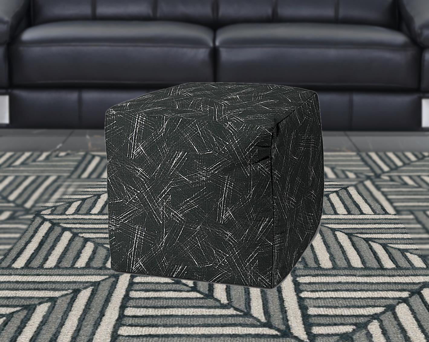 17" Gray Polyester Cube Indoor Outdoor Pouf Ottoman