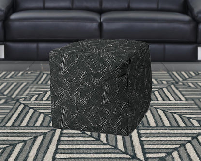 17" Gray Polyester Cube Indoor Outdoor Pouf Ottoman