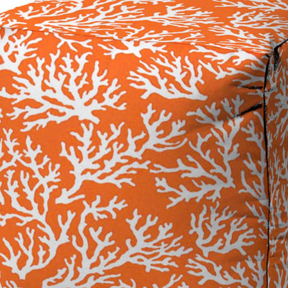17" Orange Polyester Cube Indoor Outdoor Pouf Ottoman