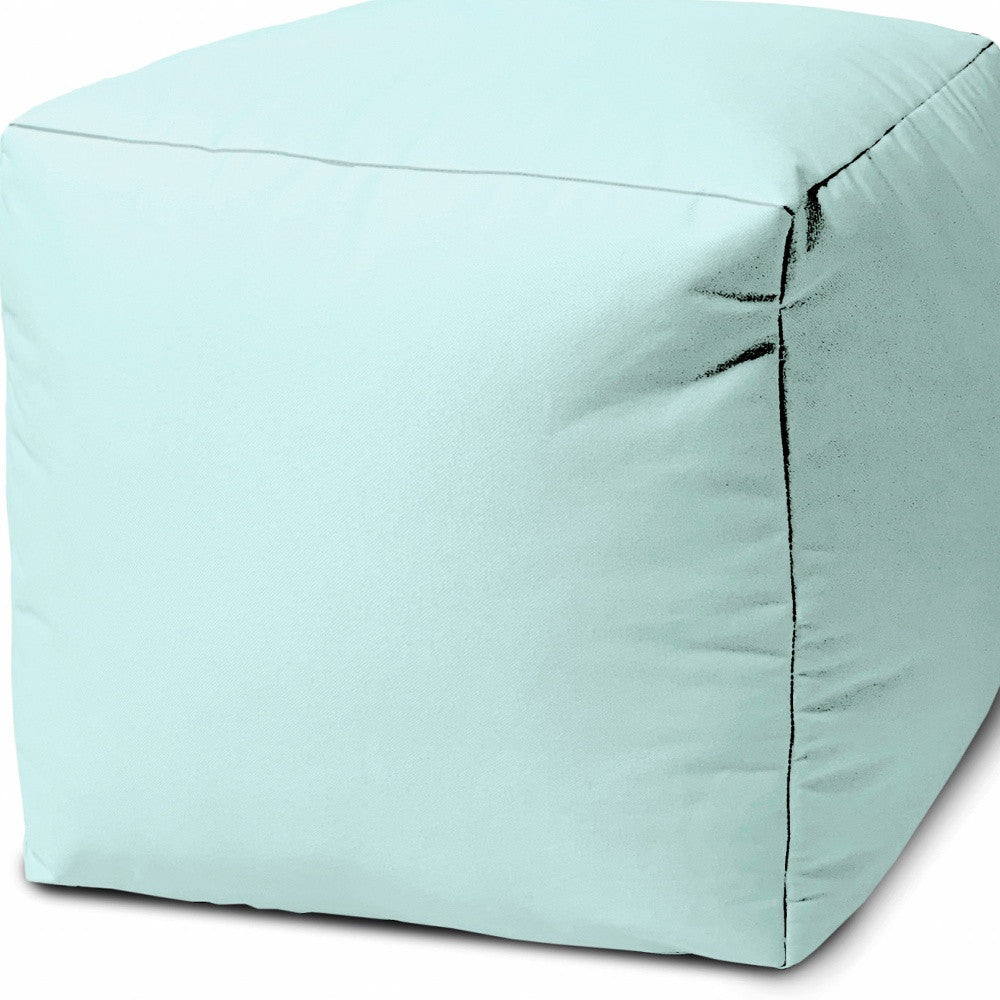 17" Cool Pale Aqua Solid Color Indoor Outdoor Pouf Cover