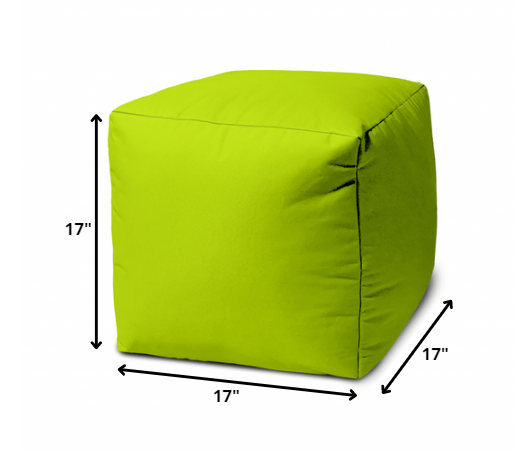17" Cool Lemongrass Green Solid Color Indoor Outdoor Pouf Cover