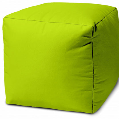 17" Cool Lemongrass Green Solid Color Indoor Outdoor Pouf Cover
