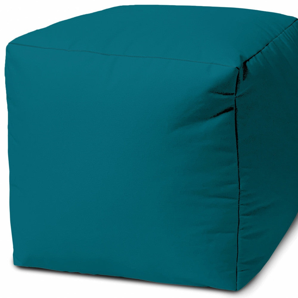 17" Cool Dark Teal Solid Color Indoor Outdoor Pouf Cover