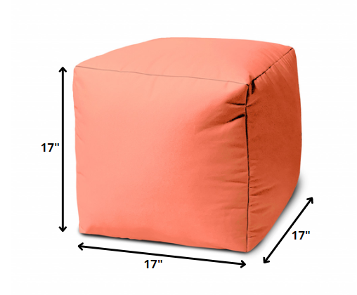 17" Cool Flamingo Coral Solid Color Indoor Outdoor Pouf Cover