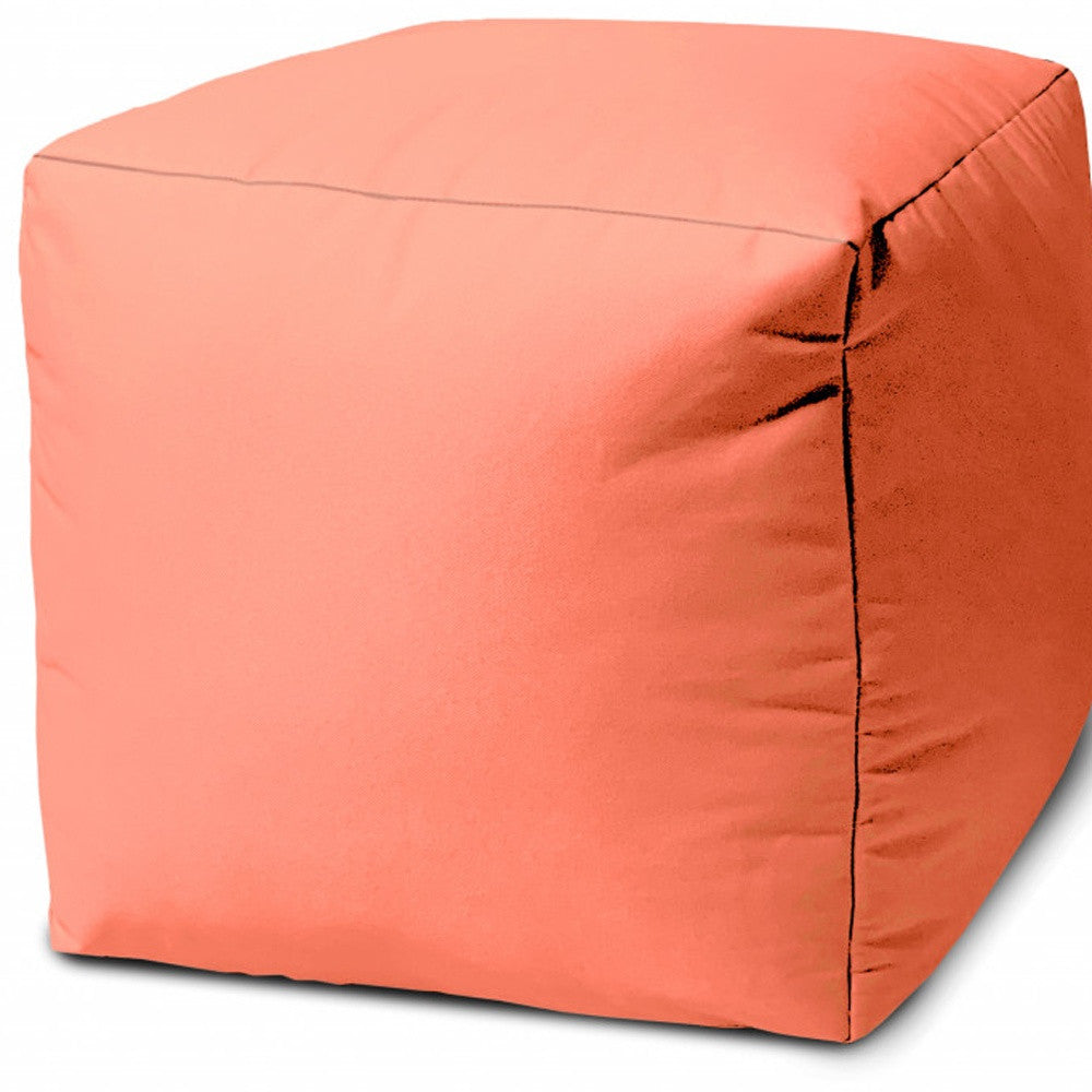 17" Cool Flamingo Coral Solid Color Indoor Outdoor Pouf Cover
