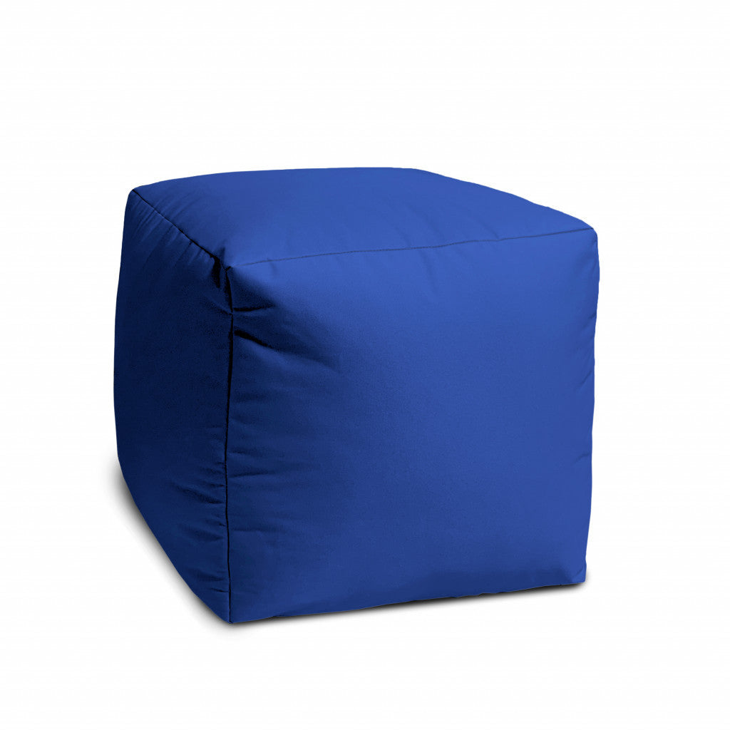 17" Cool Primary Blue Solid Color Indoor Outdoor Pouf Cover