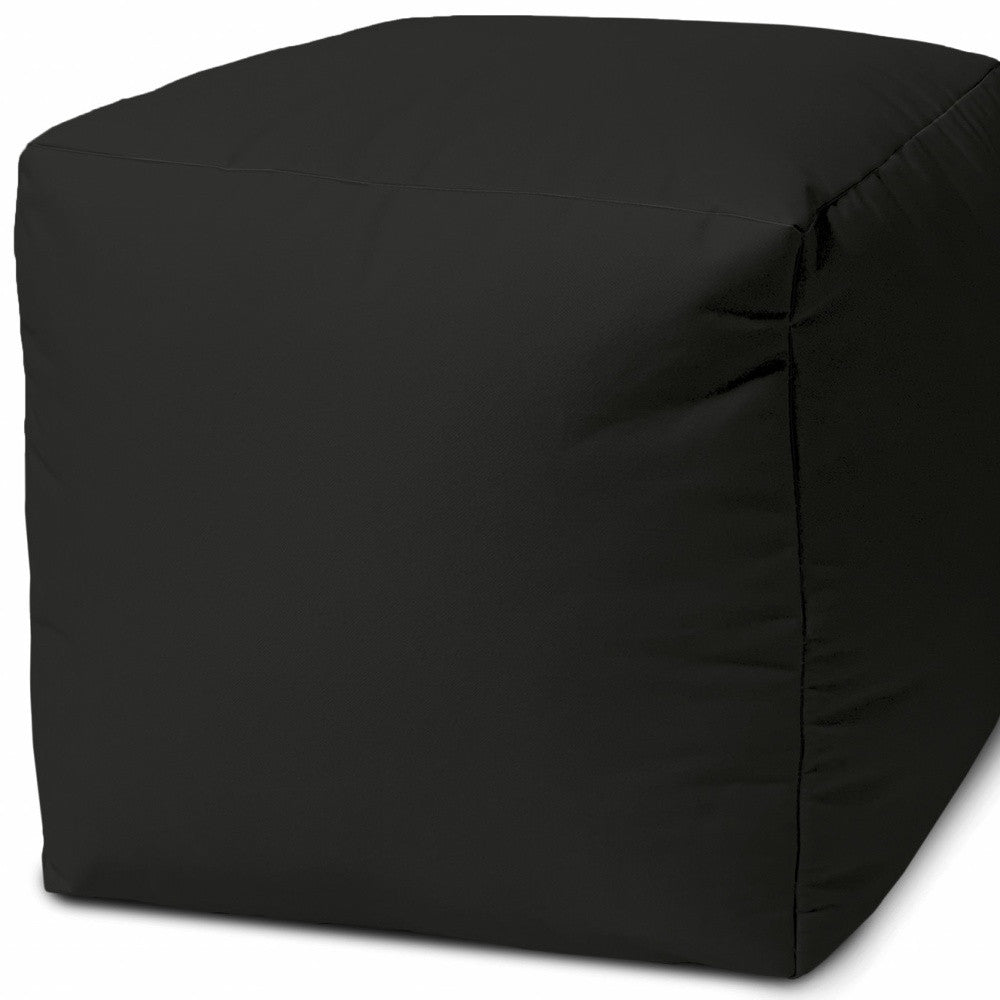 17" Cool Jet Black Solid Color Indoor Outdoor Pouf Cover