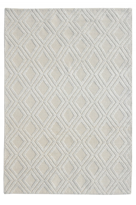 6' X 9' Off White Geometric Dhurrie Area Rug