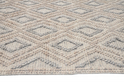 9’ x 13’ Tan Gray Diamond Lattice Modern Area Rug