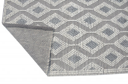 5' X 7' Gray Geometric Dhurrie Area Rug