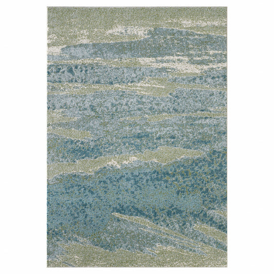 5' X 8' Blue Abstract Dhurrie Area Rug