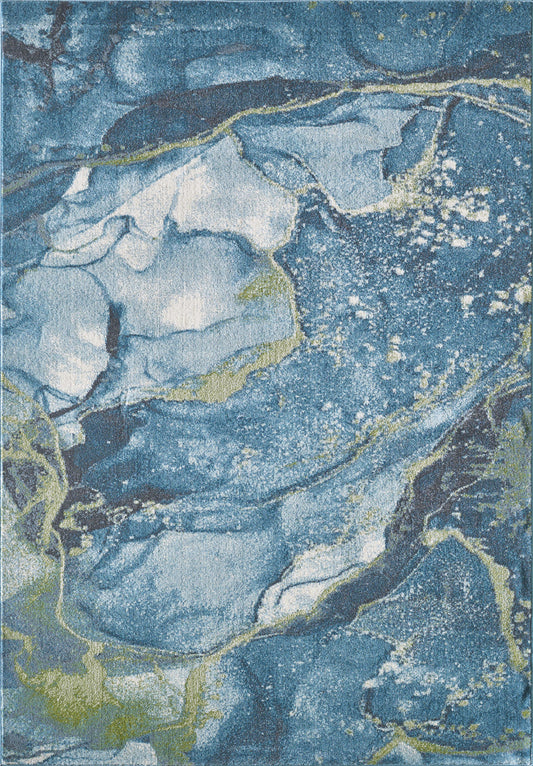 5' X 8' Teal Blue Abstract Dhurrie Area Rug