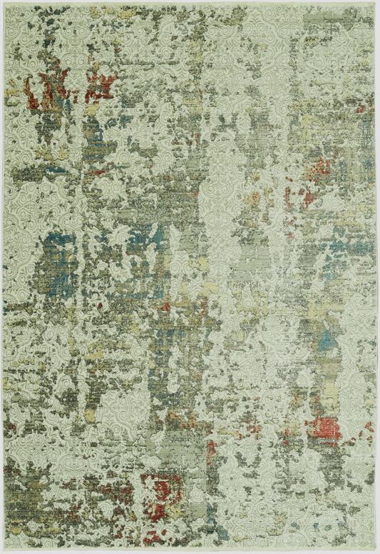 8' Ivory Round Abstract Dhurrie Area Rug