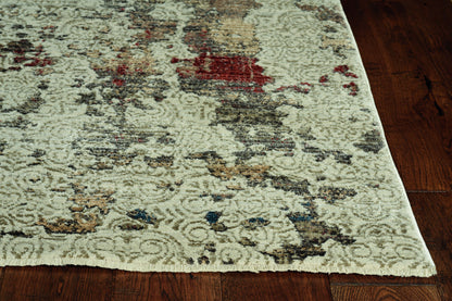 8' Ivory Round Abstract Dhurrie Area Rug