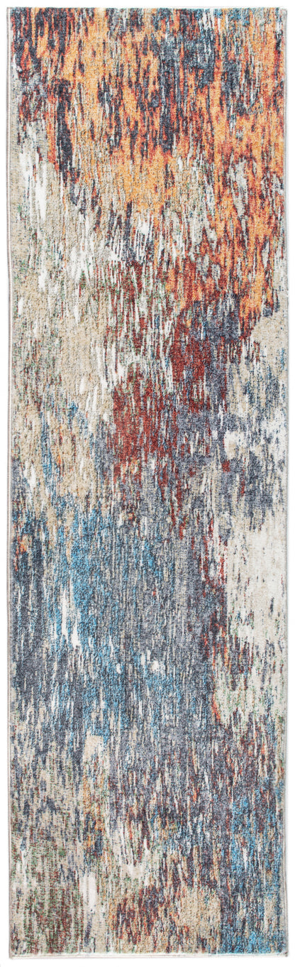 8' X 10' Blue And Beige Abstract Dhurrie Area Rug