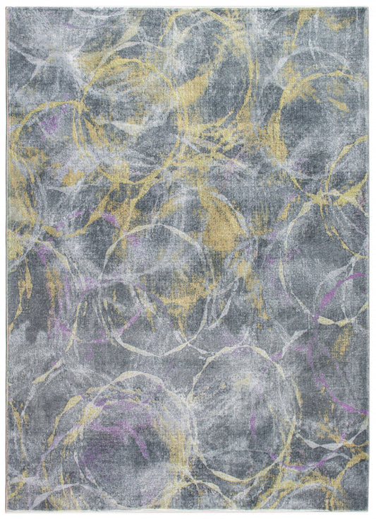 8' Gray Abstract Dhurrie Runner Rug