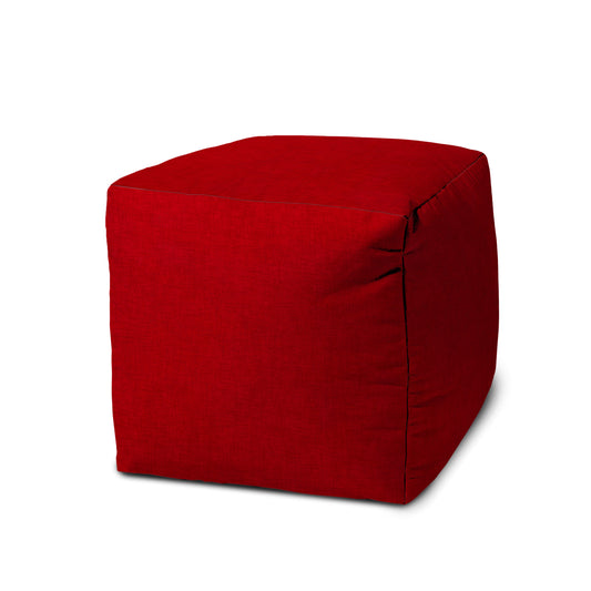 17" Red Polyester Cube Indoor Outdoor Pouf Cover