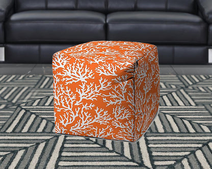 17" Orange Cube Indoor Outdoor Pouf Cover