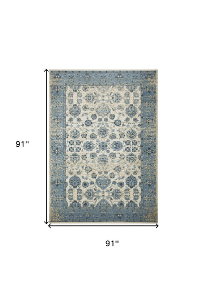 8' Ivory Round Oriental Dhurrie Area Rug