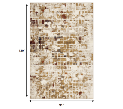 8' X 11' Natural Abstract Dhurrie Area Rug