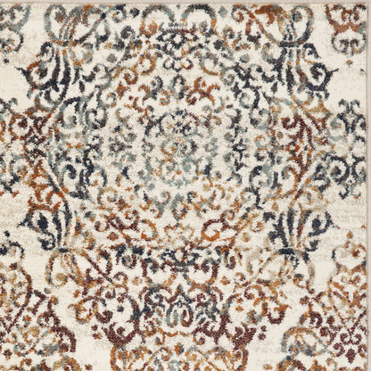 8' Ivory Oriental Dhurrie Runner Rug