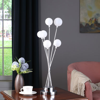 28" Silver Chrome Six Light Globe Desk or Table Lamp