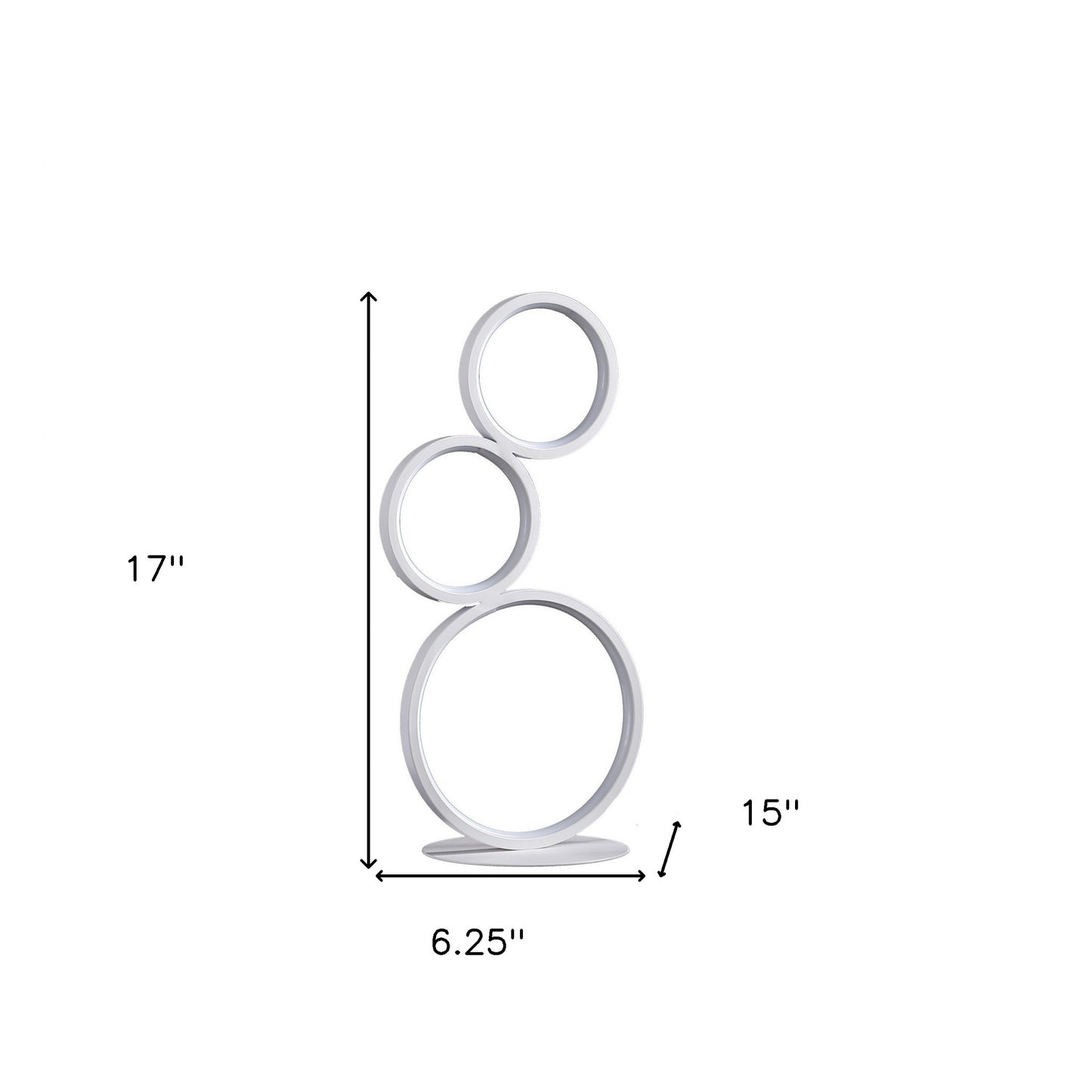 17" White Metal Three Ring LED Table Lamp